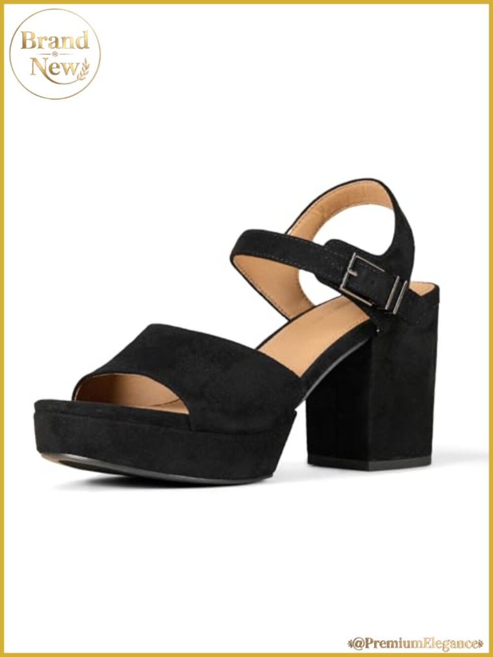 Women's Faux Suede Platform Block Heel Sandals Ankle Strap